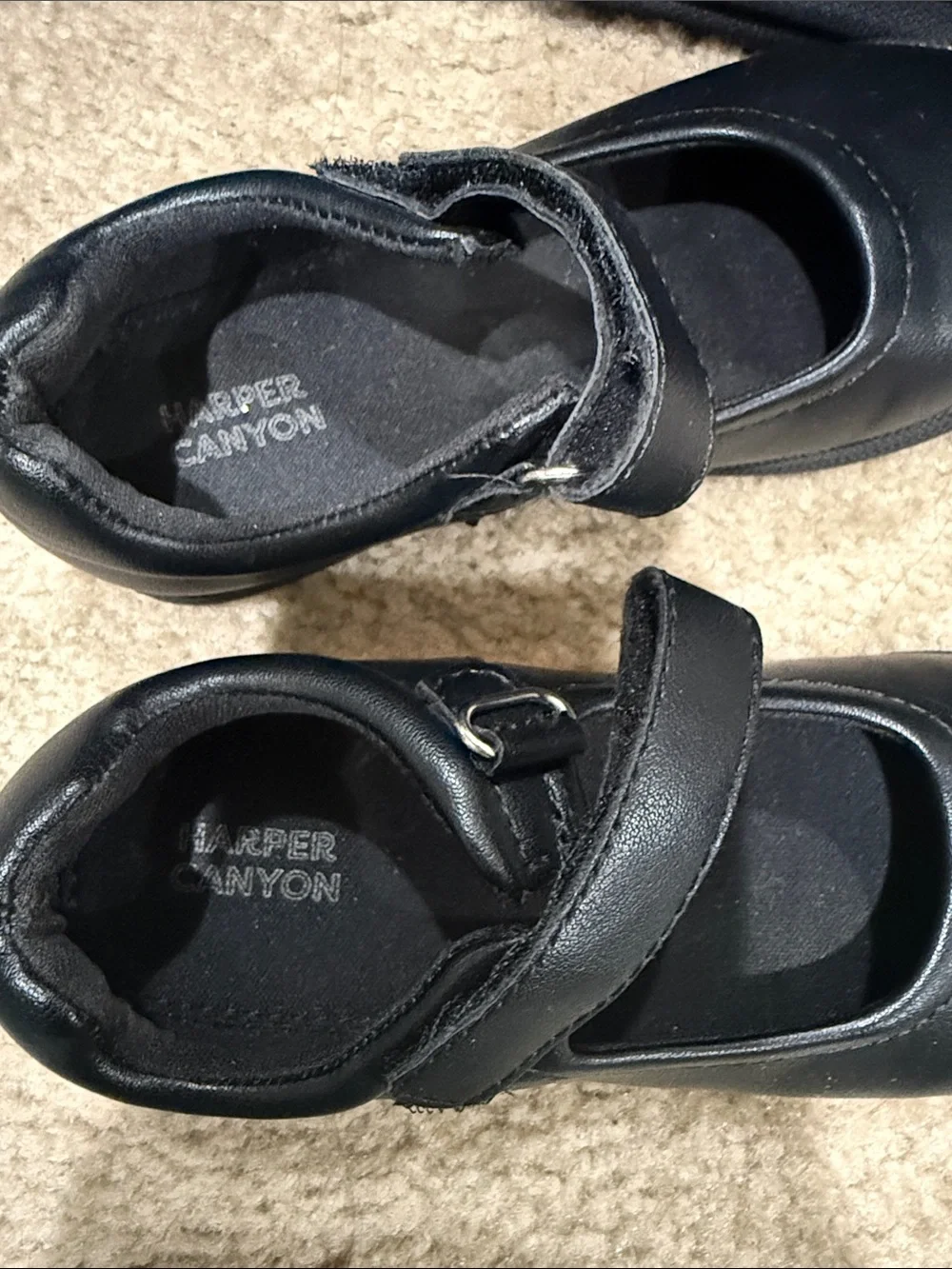 Kids Black Mary Jane Shoes with Hook-and-Loop Strap Size Toddler 11